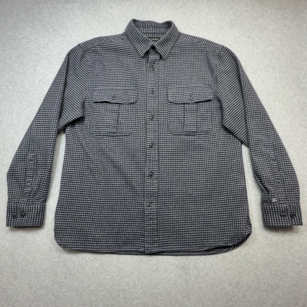Banana Republic Shirt Mens Large Blue Houndstooth Flannel Safari Shirt Jacket